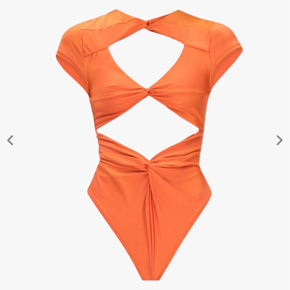 Andrea Iyamah Orange Cut-Out One Piece Swimsuit